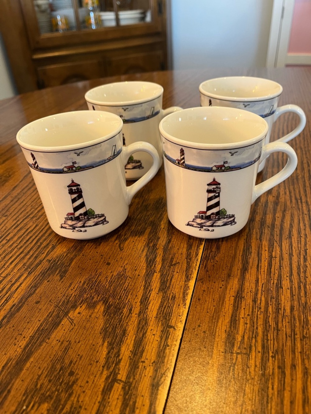 Nautical Lighthouse Ceramic Coffee Mugs - Set of 4